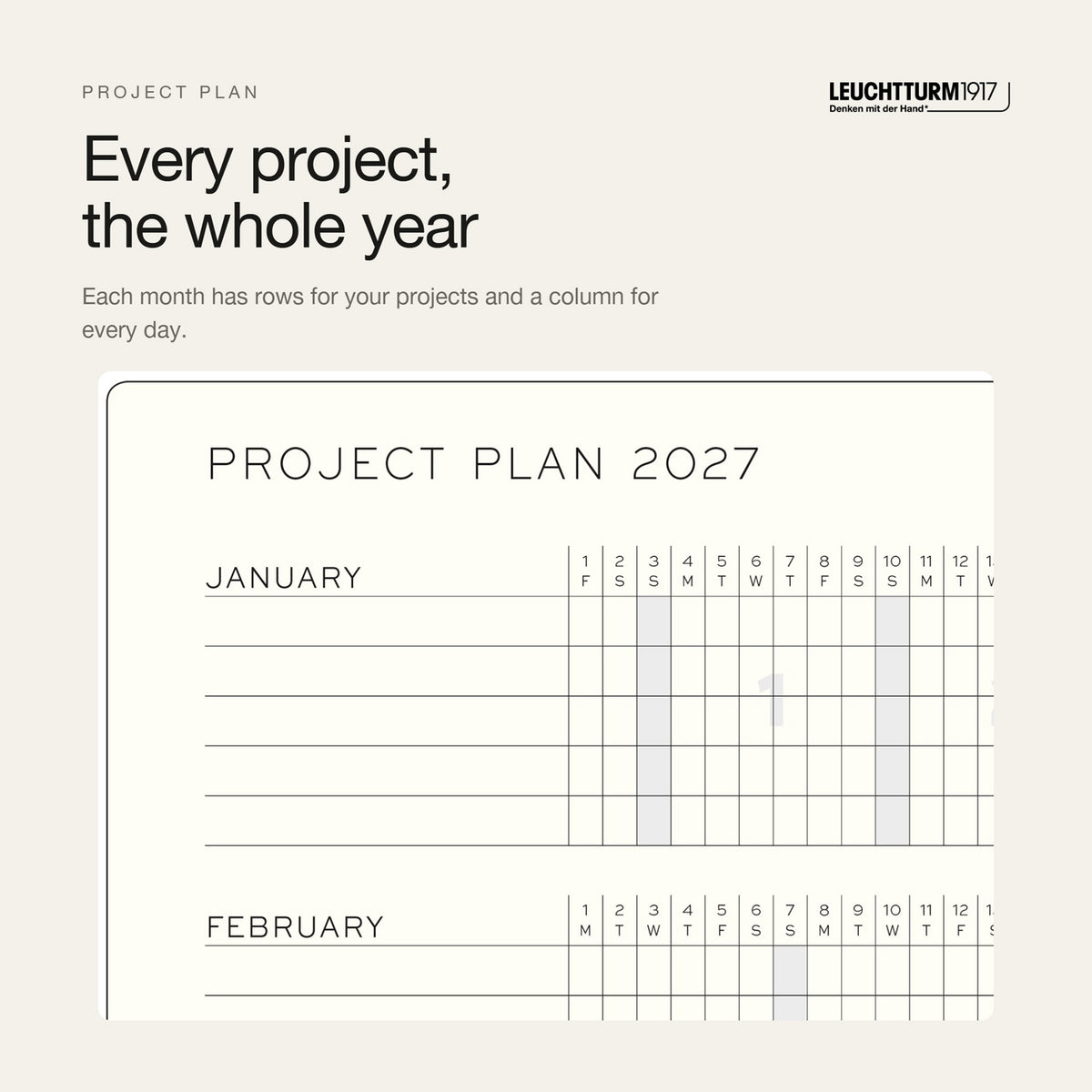Leuchtturm1917 2027 Sunflower Hardcover Weekly Planner (90X190MM - Dotted) 400266