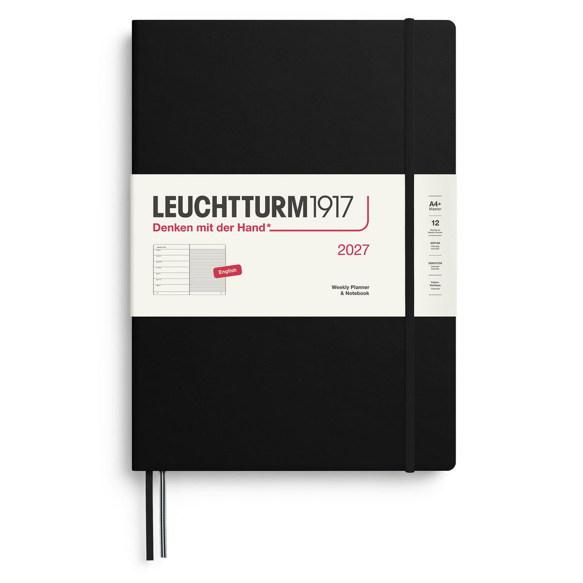 Leuchtturm1917 2027 Black Hardcover Weekly Planner (A4+ - Lined) 400203