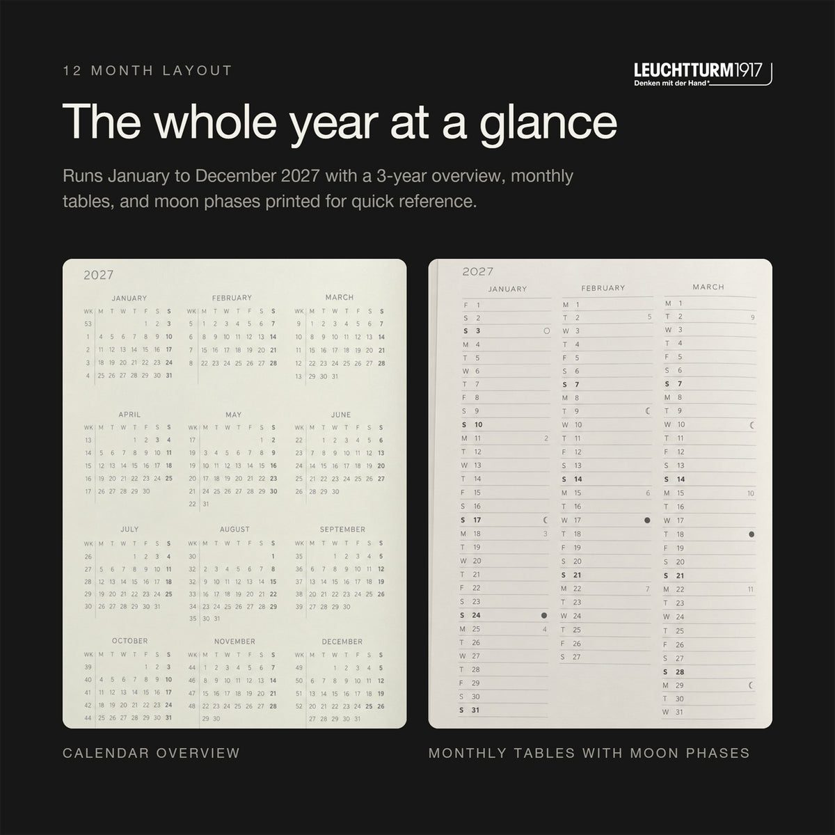 Leuchtturm1917 2027 Black Hardcover Weekly Planner (A4+ - Lined) 400203