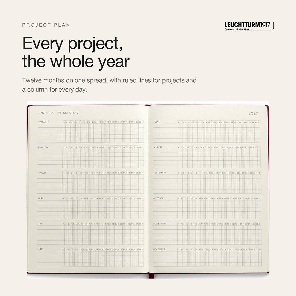 Leuchtturm1917 2027 Cherry Hardcover Weekly Planner (A4+ - Lined) 400204