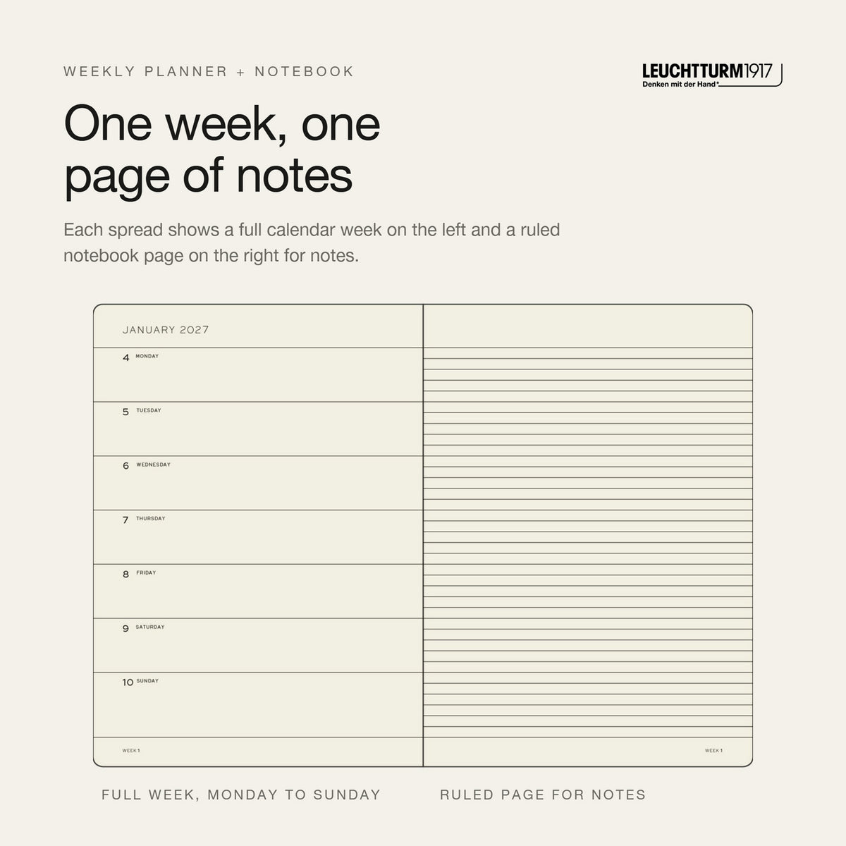 Leuchtturm1917 2027 Cherry Hardcover Weekly Planner (A4+ - Lined) 400204