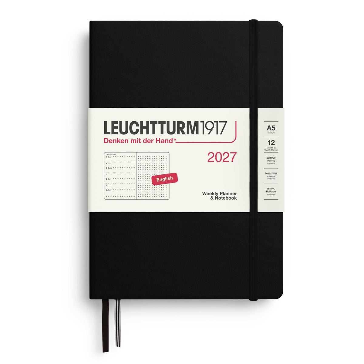 Leuchtturm1917 2027 Black Hardcover Weekly Planner (A5 - Dotted) 400257
