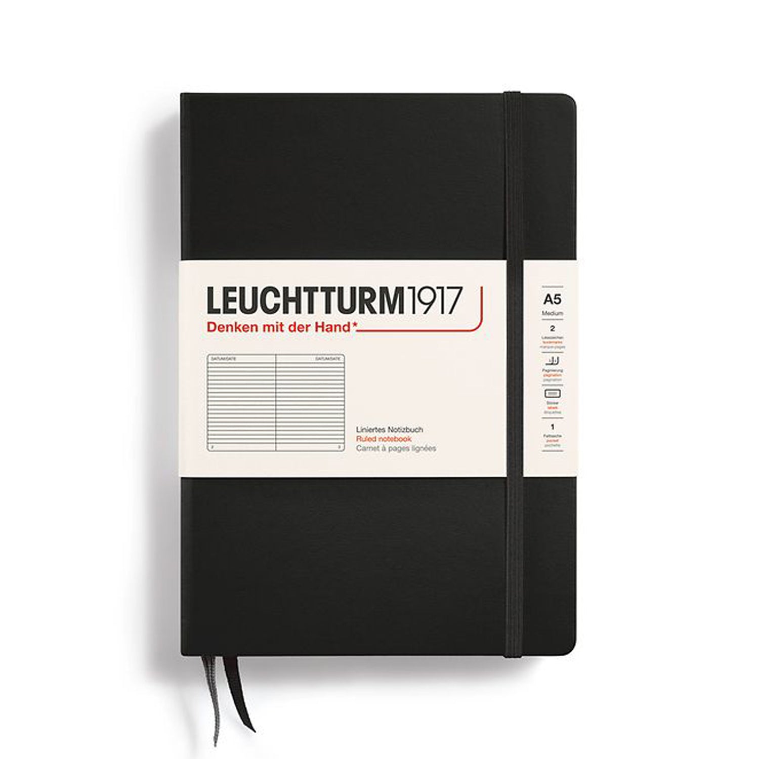 Leuchtturm1917 Black Hardcover Notebook (A5 - Lined) 300612