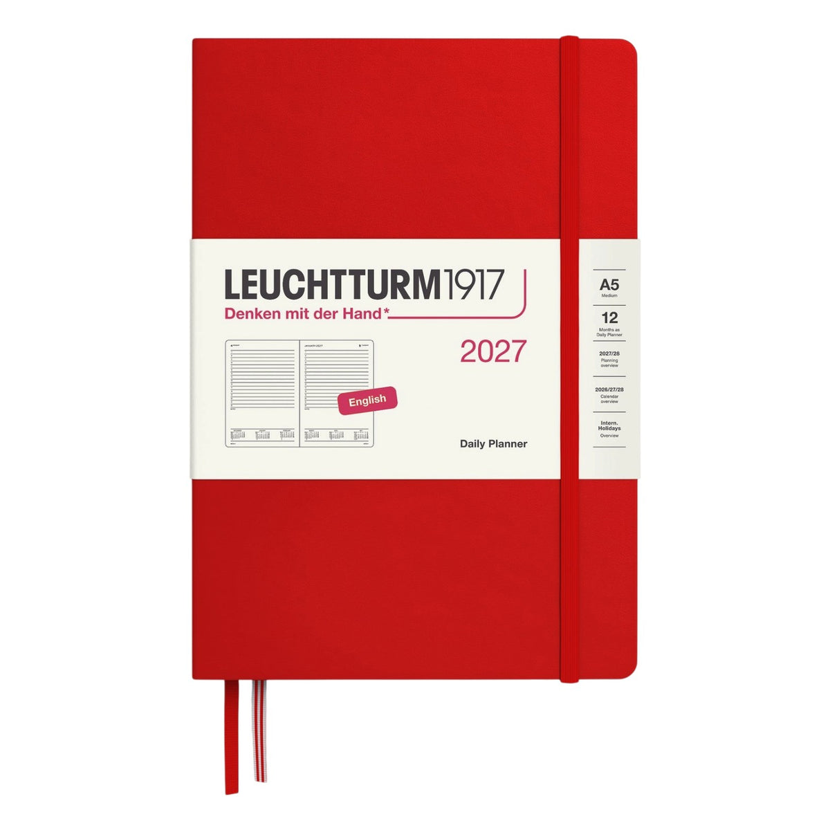 Leuchtturm1917 2027 Cherry Hardcover Daily Planner (A5 - Lined) 400326