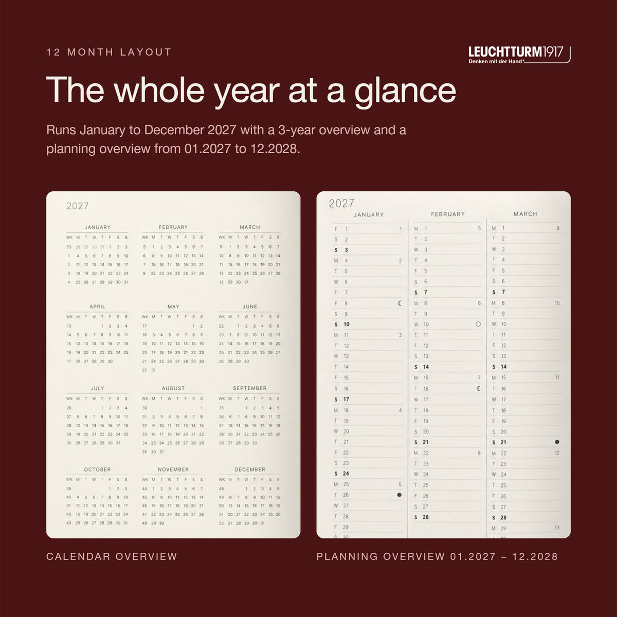Leuchtturm1917 2027 Cherry Hardcover Daily Planner (A5 - Lined) 400326