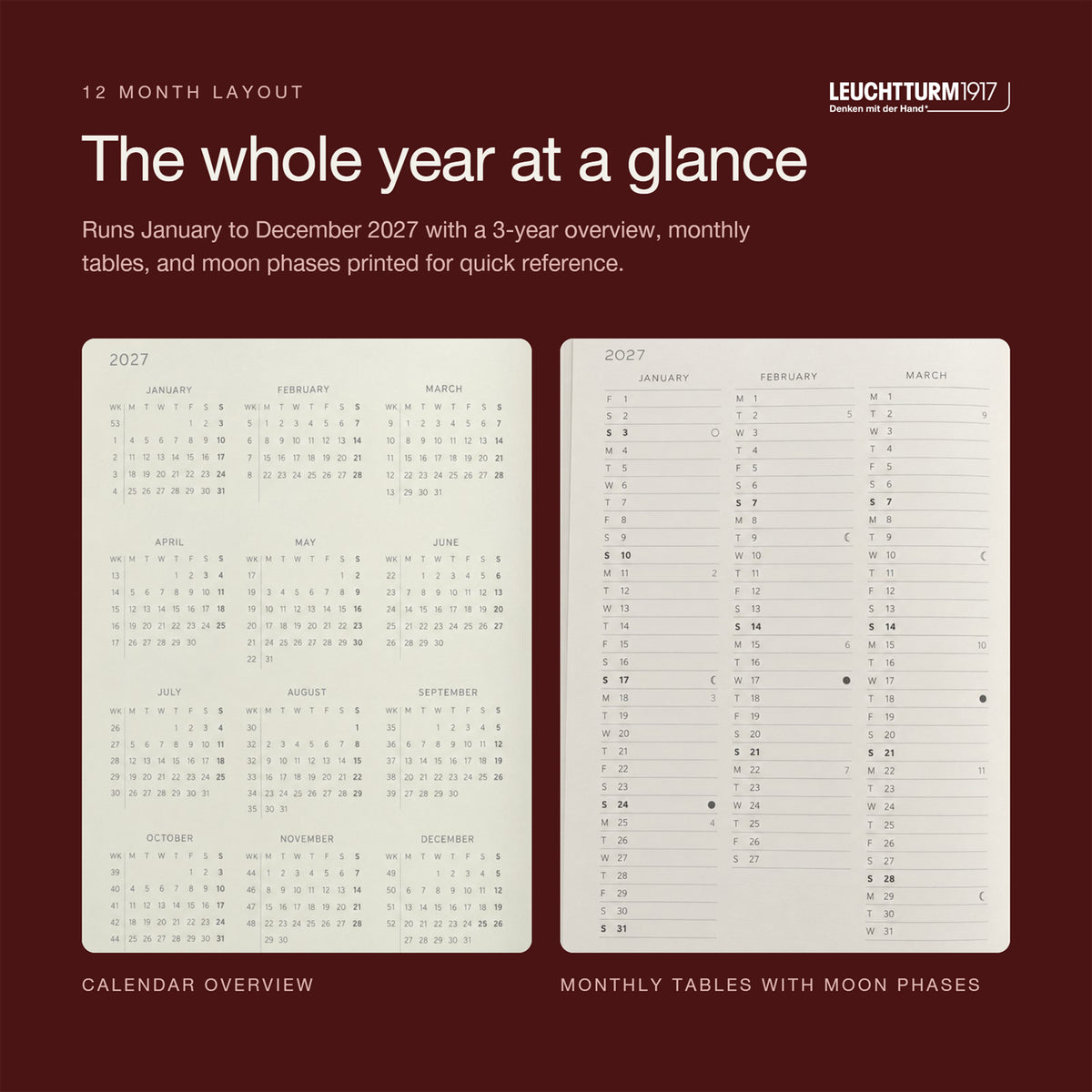 Leuchtturm1917 2027 Cherry Hardcover Weekly Planner (A4+ - Lined) 400204