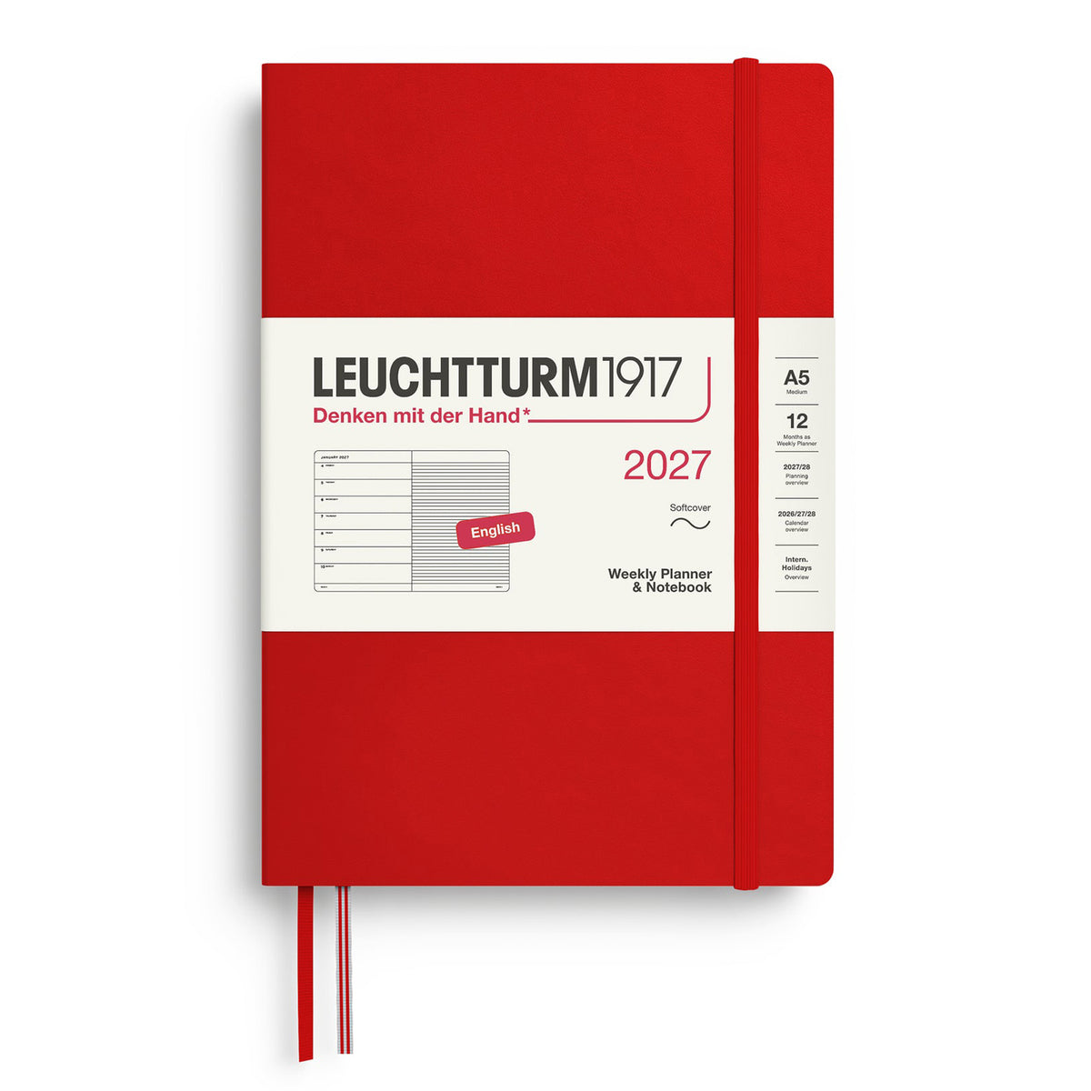 Leuchtturm1917 2027 Cherry Softcover Weekly Planner (A5 - Lined) 400235