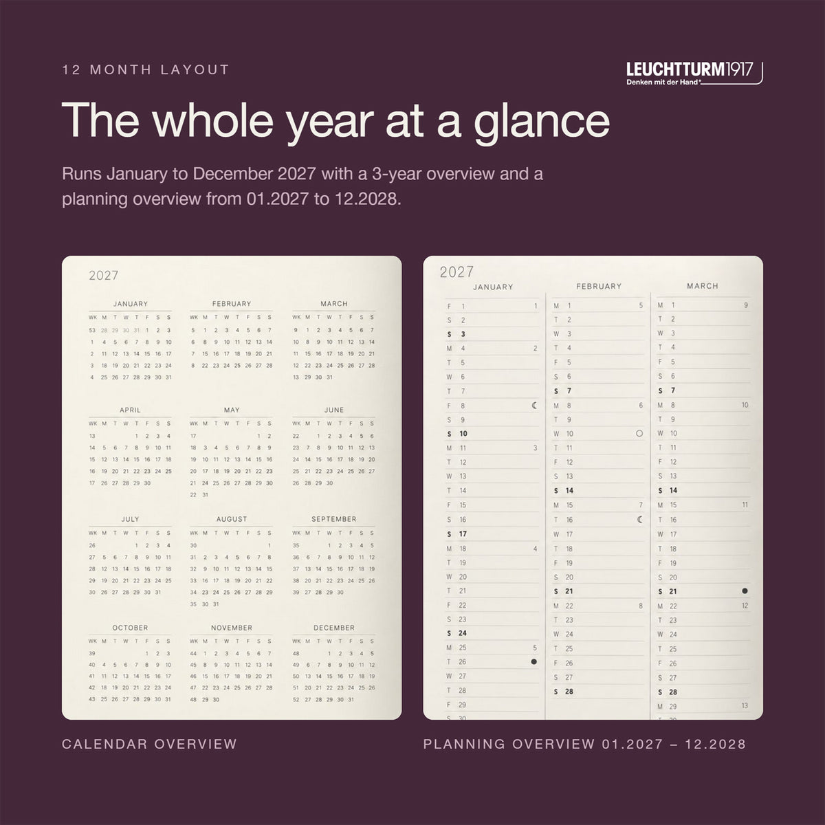 Leuchtturm1917 2027 Dusty Rose Hardcover Daily Planner (A5 - Lined) 400325