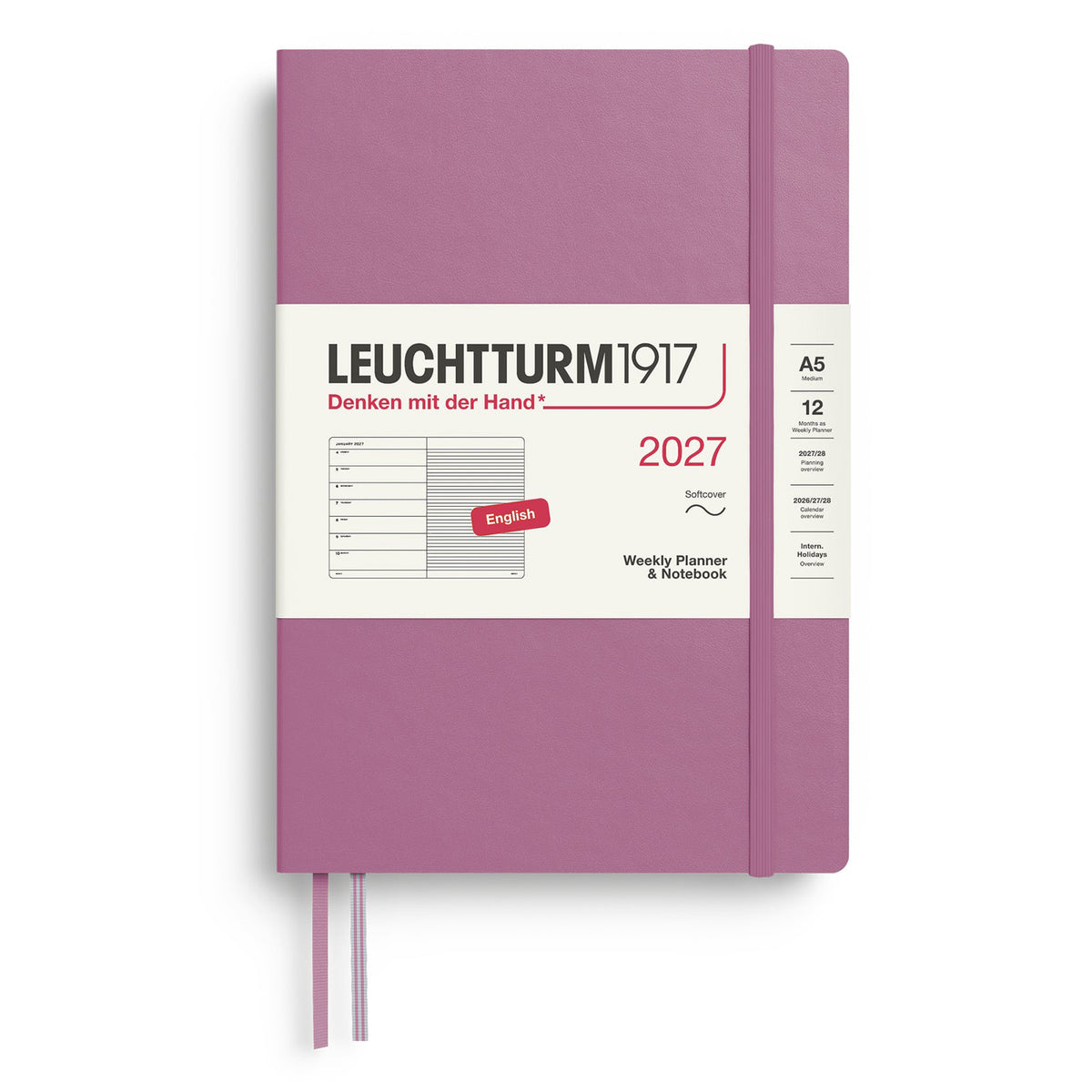 Leuchtturm1917 2027 Dusty Rose Softcover Weekly Planner (A5 - Lined) 400233