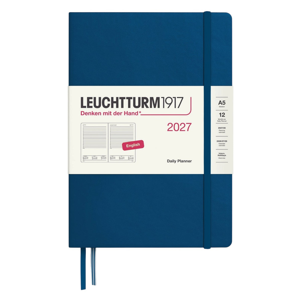 Leuchtturm1917 2027 Indigo Hardcover Daily Planner (A5 - Lined) 400330