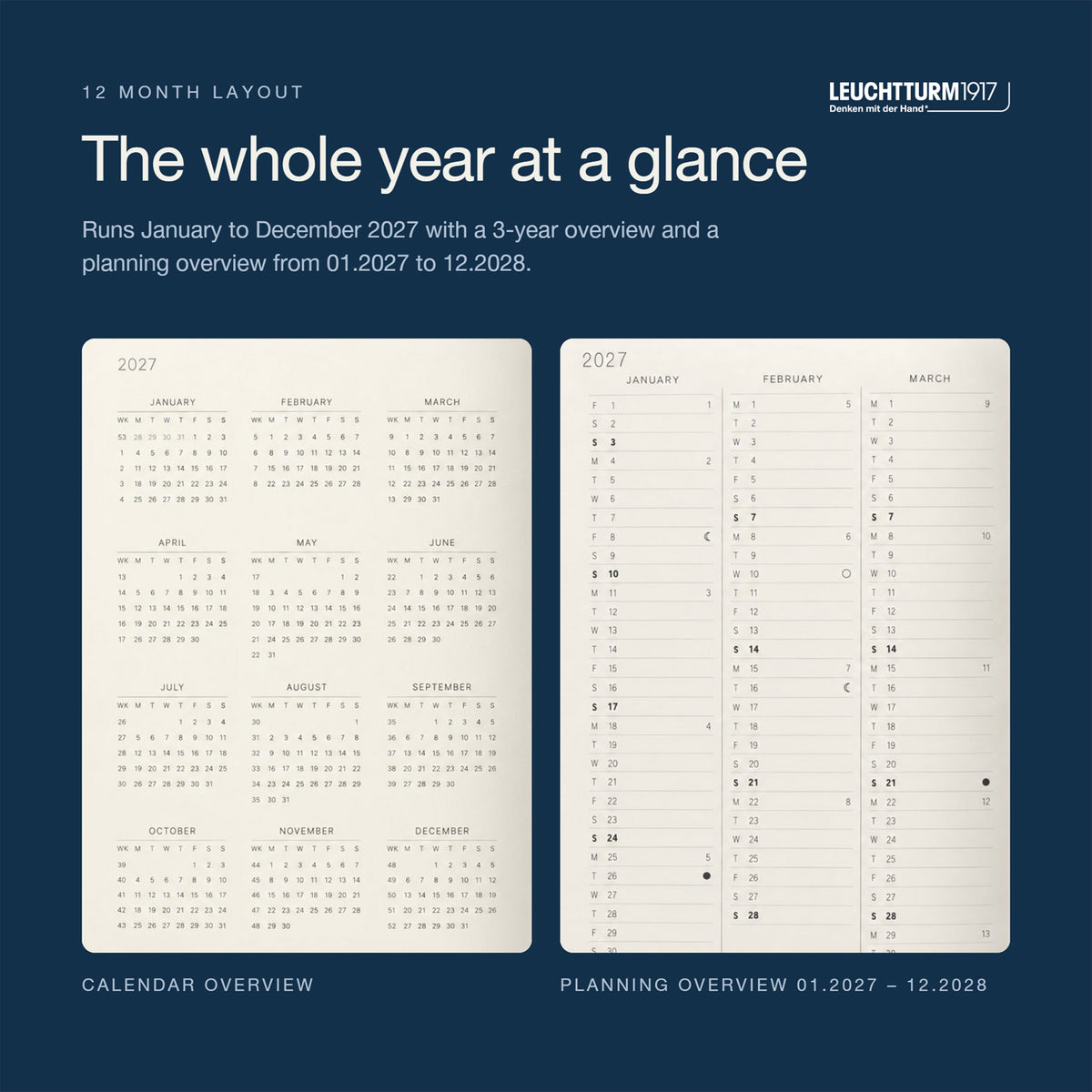 Leuchtturm1917 2027 Indigo Hardcover Daily Planner (A5 - Lined) 400330