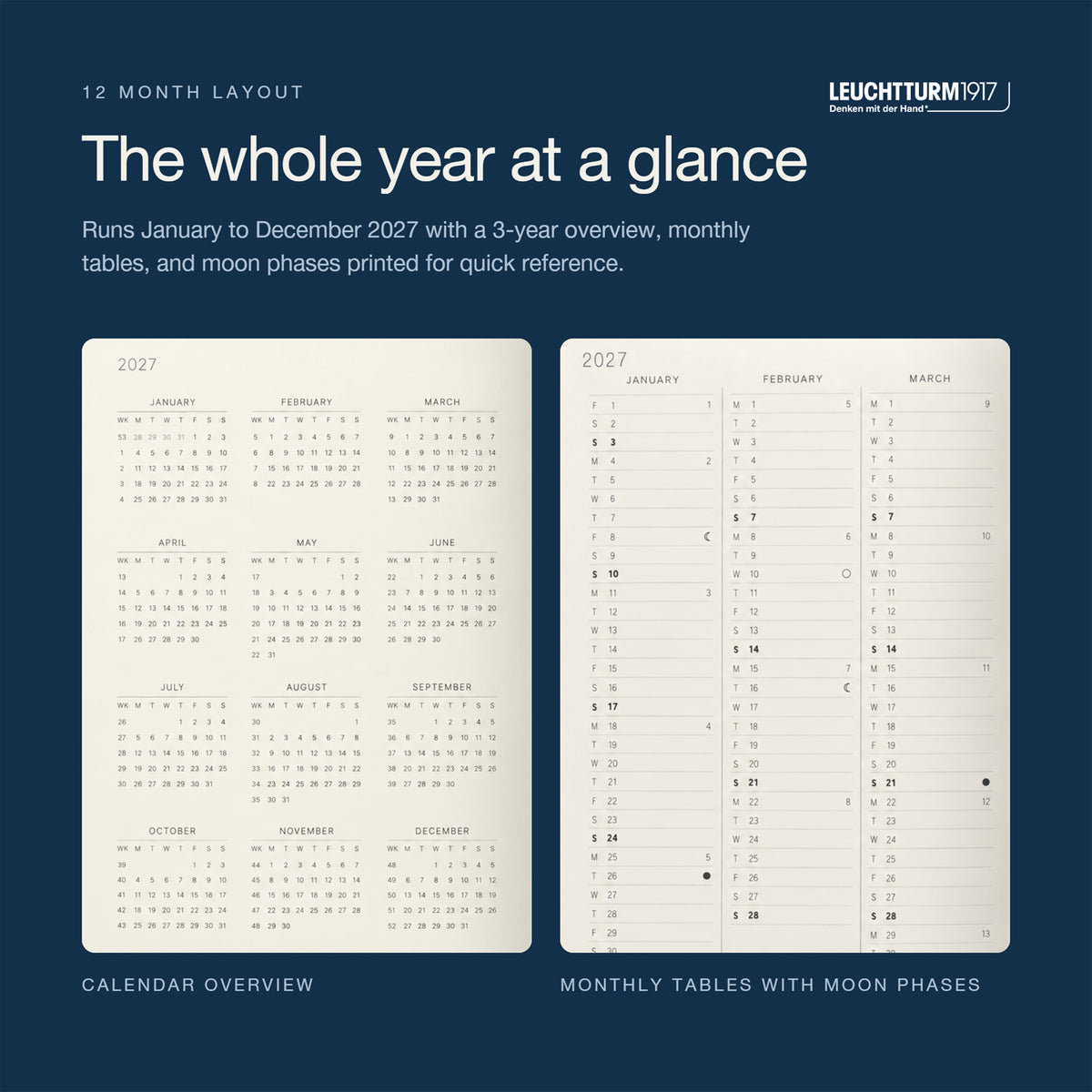 Leuchtturm1917 2027 Indigo Softcover Weekly Planner (A5 - Lined) 400241