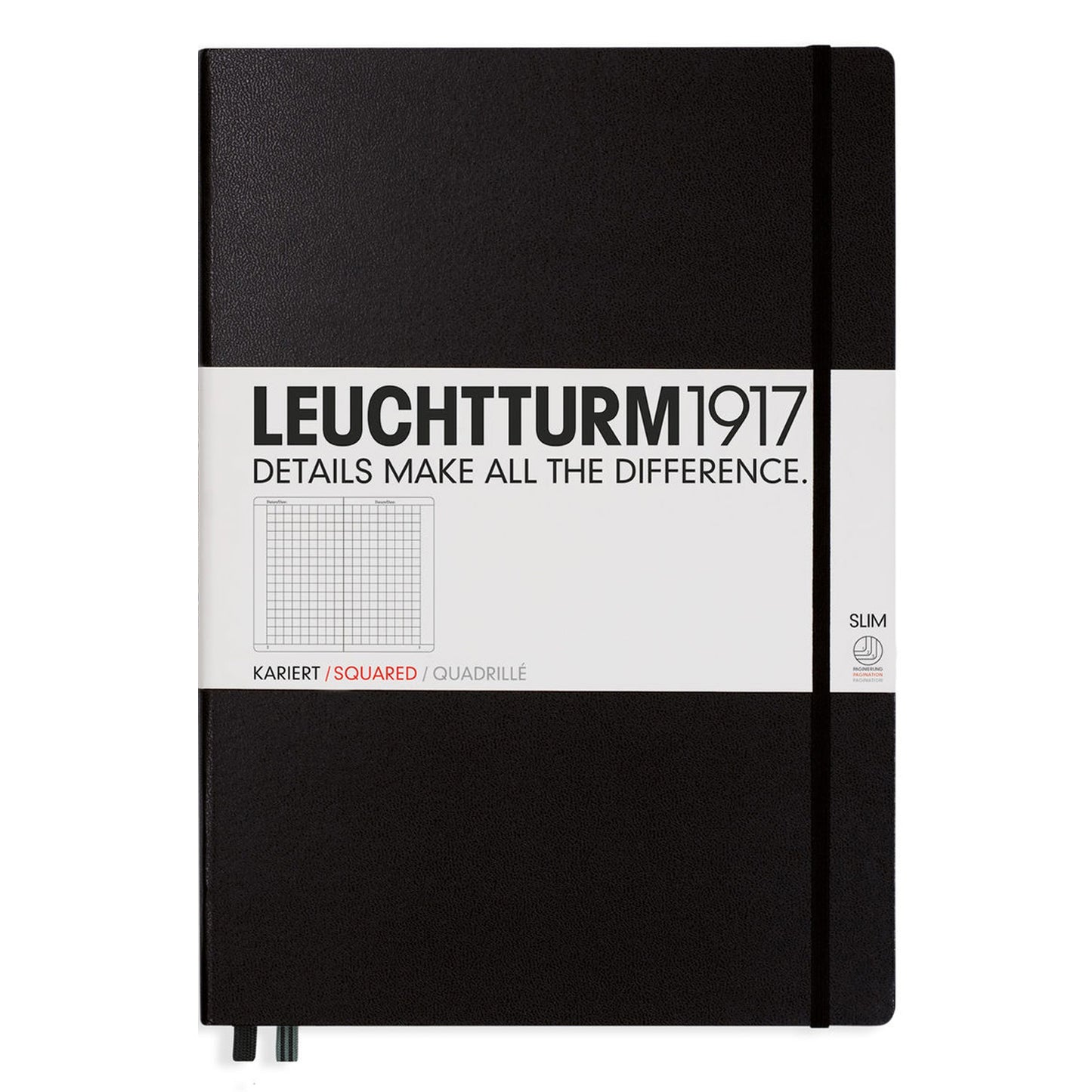 Leuchtturm1917 Master?Slim Black Hardcover Notebook (A4+ - Squared) 310174