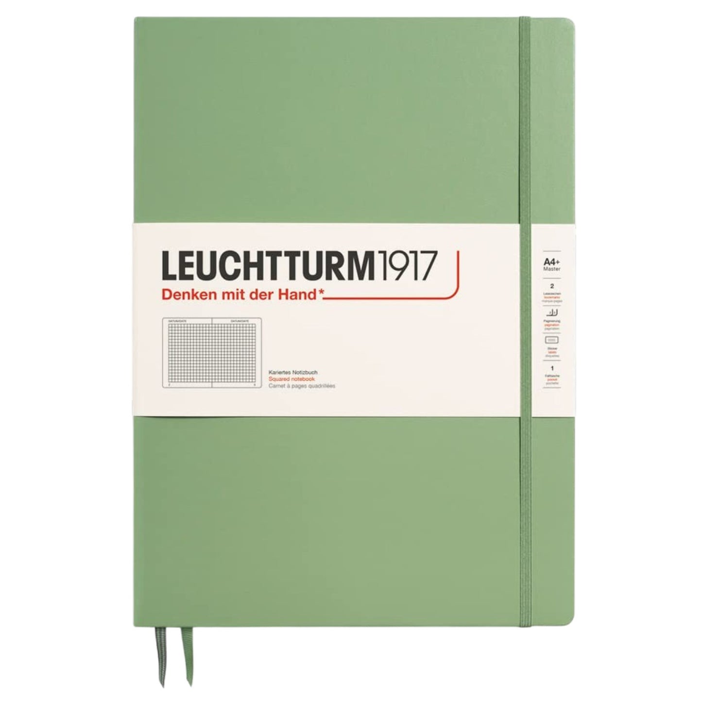 Leuchtturm1917 Master?Slim Sage Hardcover Notebook (A4+ - Squared) 363919