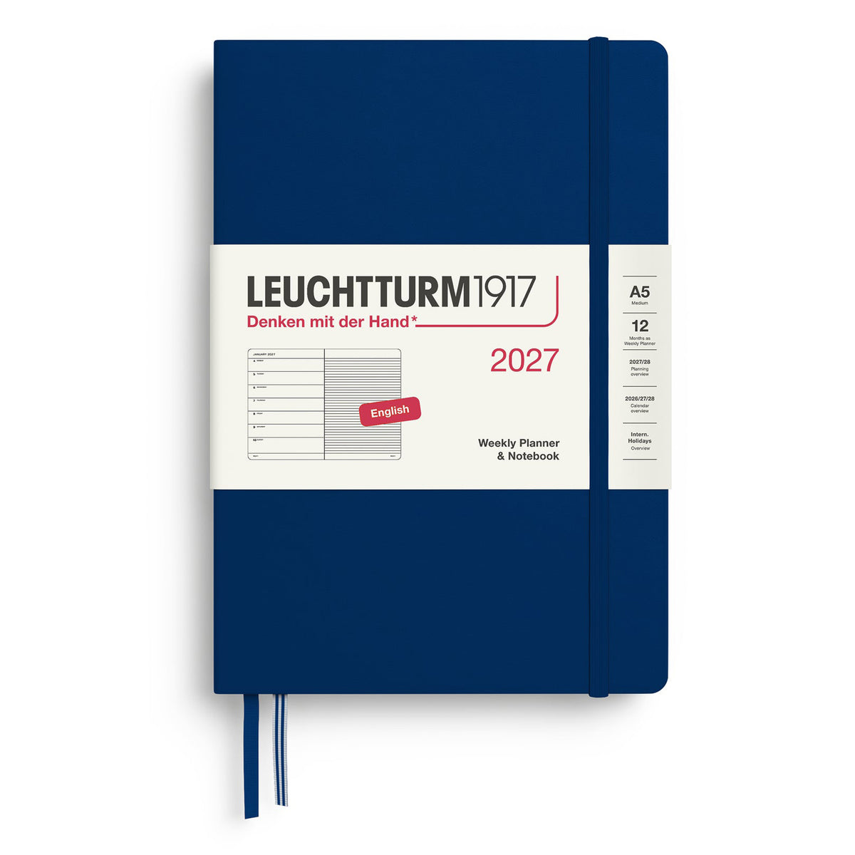 Leuchtturm1917 2027 Navy Hardcover Weekly Planner (A5 - Lined) 400223
