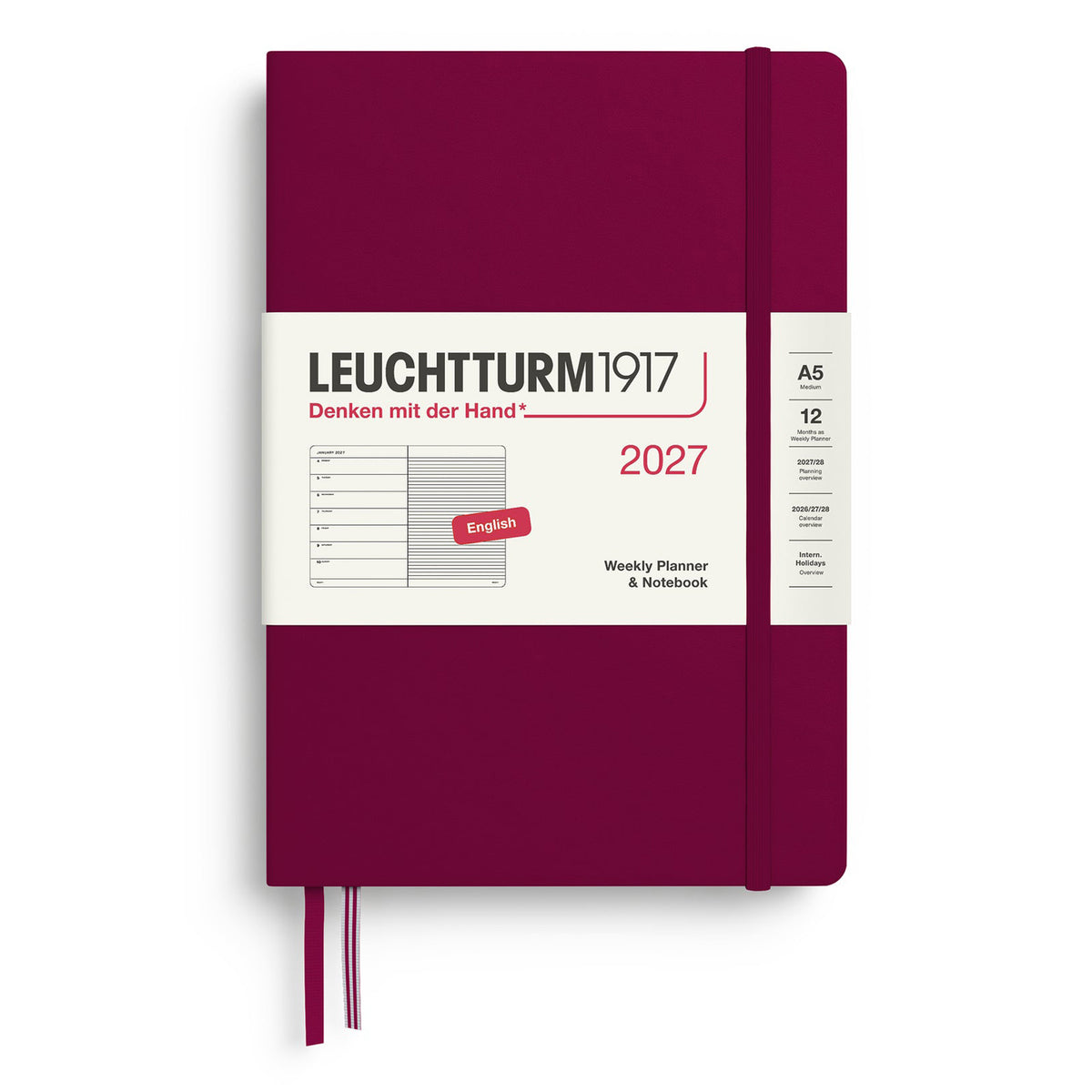 Leuchtturm1917 2027 Port Red Hardcover Weekly Planner (A5 - Lined) 400215
