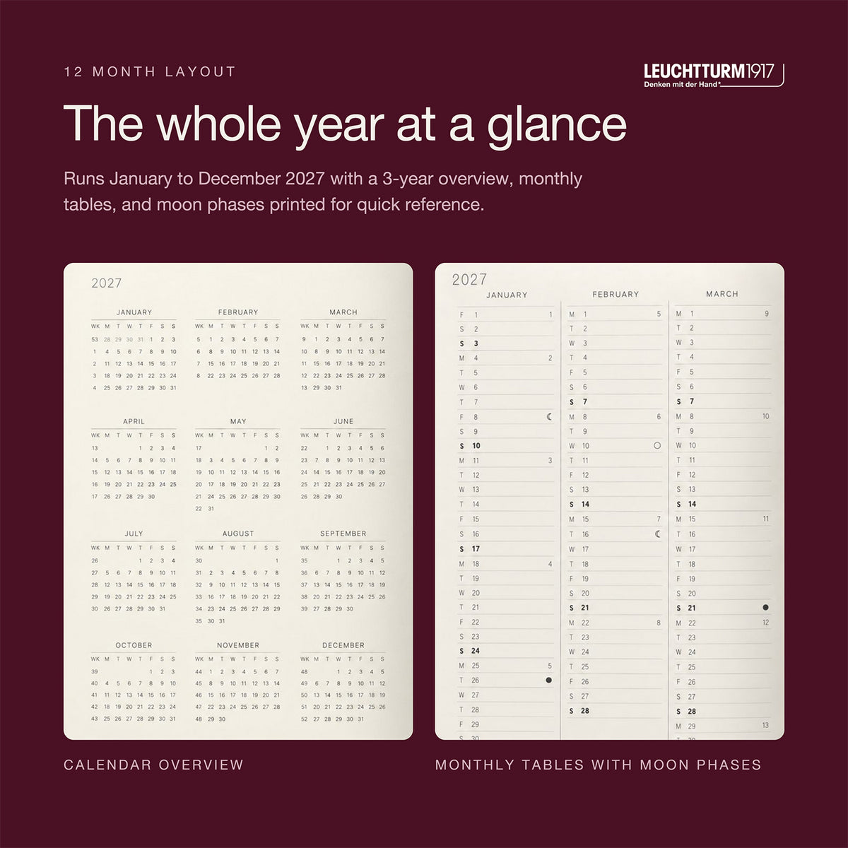 Leuchtturm1917 2027 Port Red Hardcover Weekly Planner (A5 - Lined) 400215