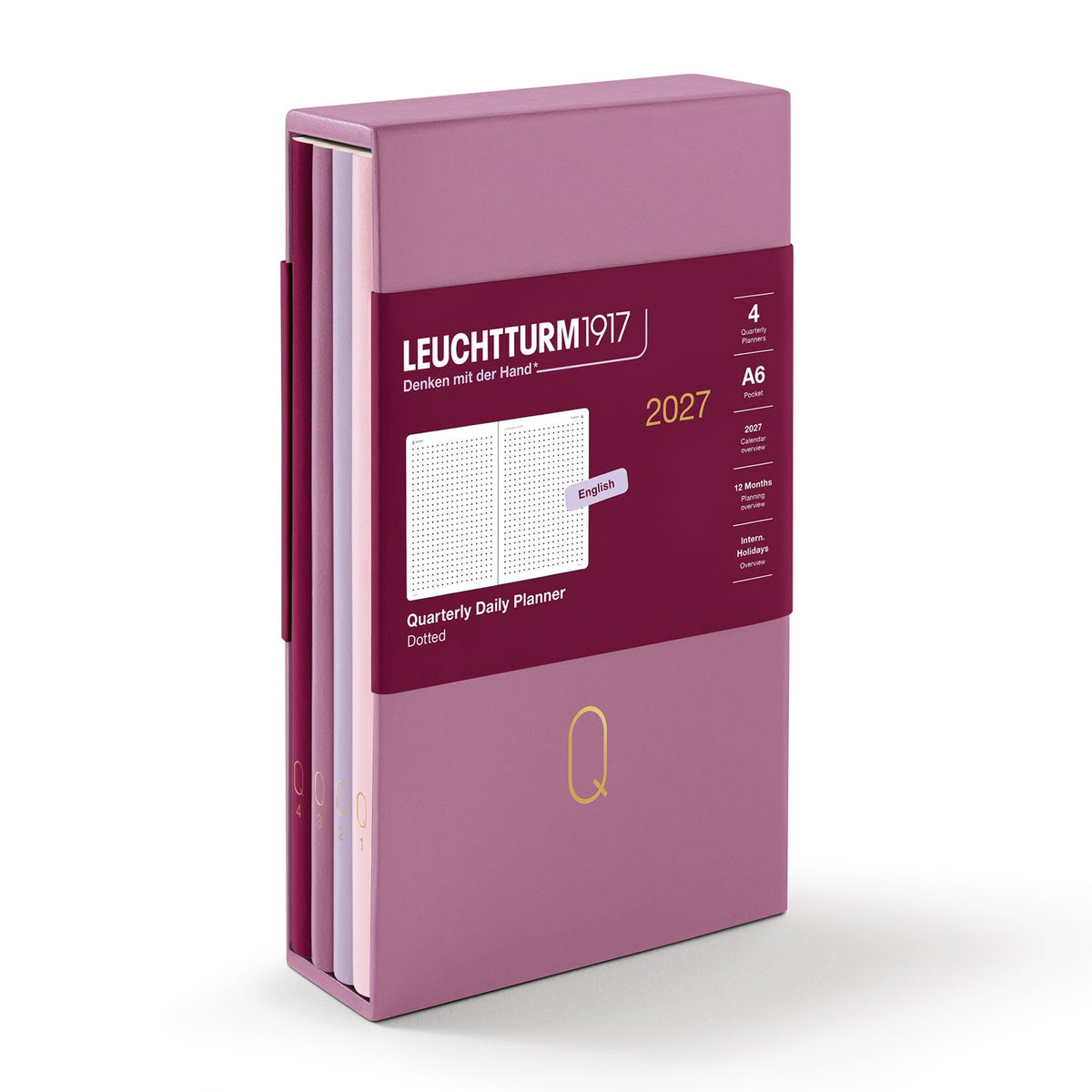 Leuchtturm1917 2027 Rose Softcover Quarterly Daily Planner (A6 - Dotted - Pack of 4) 400373