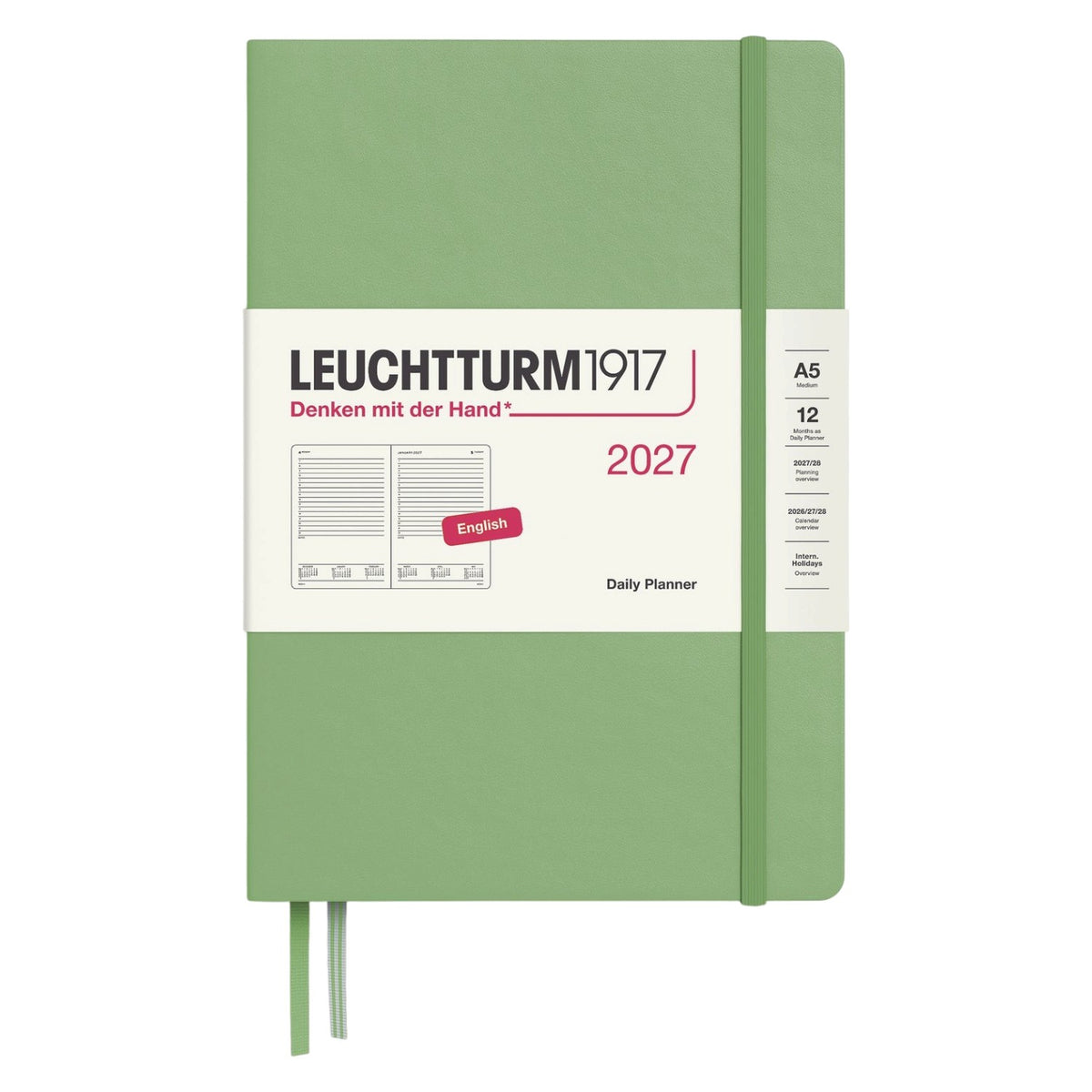 Leuchtturm1917 2027 Sage Hardcover Daily Planner (A5 - Lined) 400328
