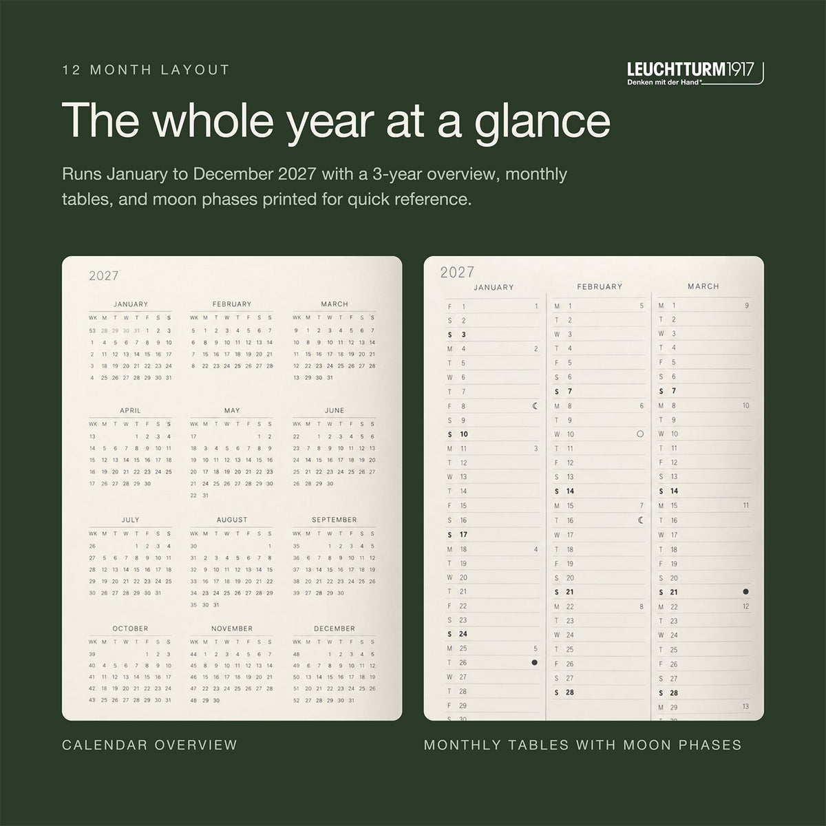 Leuchtturm1917 2027 Sage Hardcover Weekly Planner (A5 - Lined) 400219