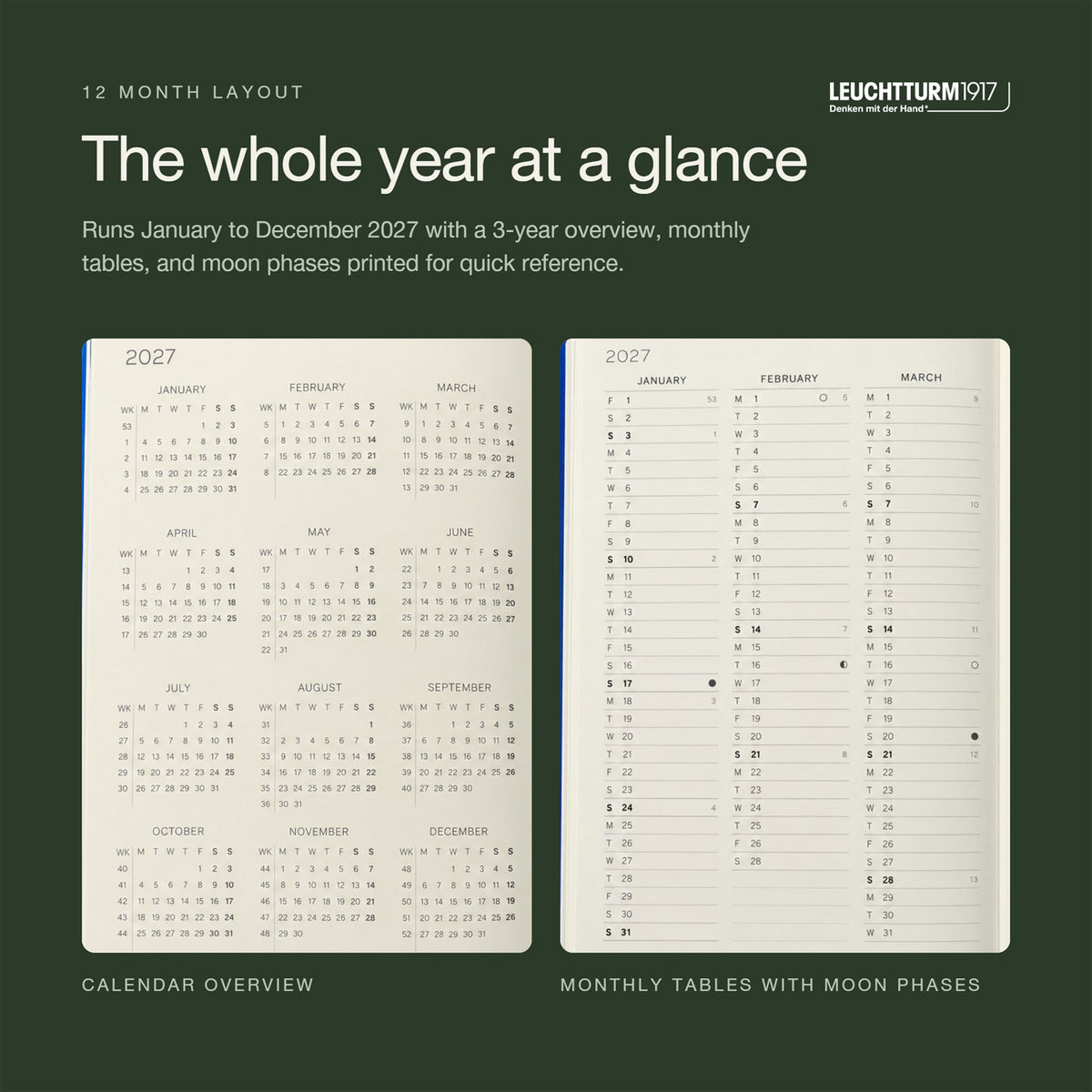 Leuchtturm1917 2027 Sage Softcover Weekly Planner (B6+ - Lined) 400247