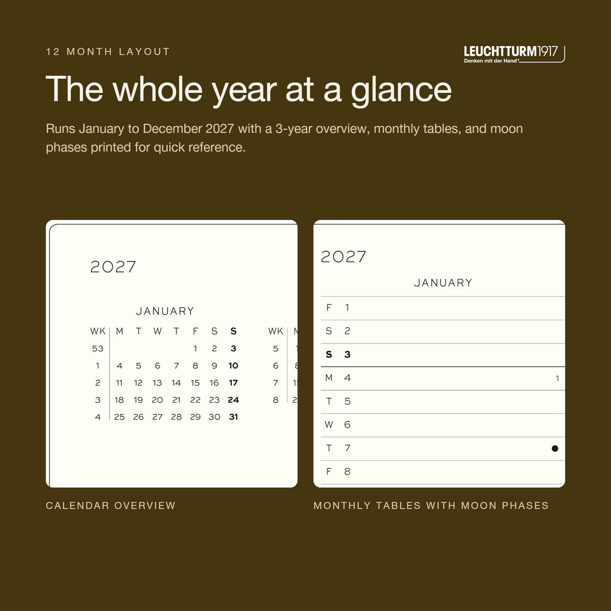 Leuchtturm1917 2027 Sunflower Hardcover Weekly Planner (90X190MM - Dotted) 400266