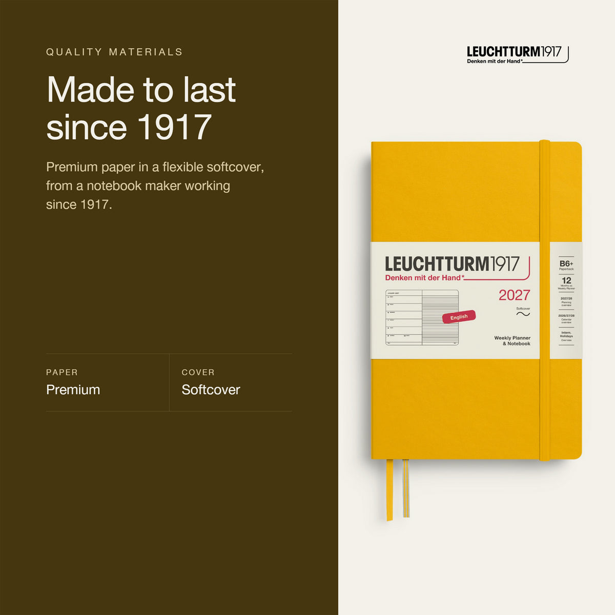 Leuchtturm1917 2027 Sunflower Softcover Weekly Planner (B6+ - Lined) 400246