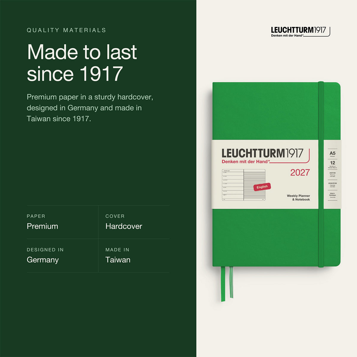 Leuchtturm1917 2027 Spring Leaf Hardcover Weekly Planner (A5 - Lined) 400220