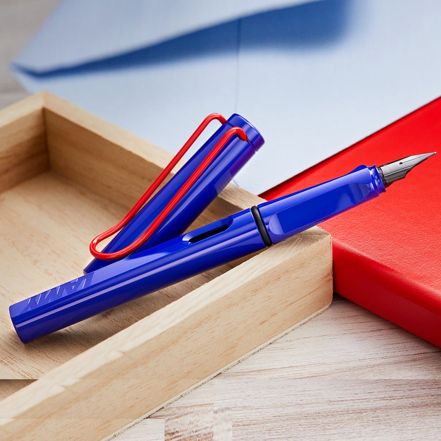 Lamy 014 Safari Blue/Red Fountain Pen (Special Edition)