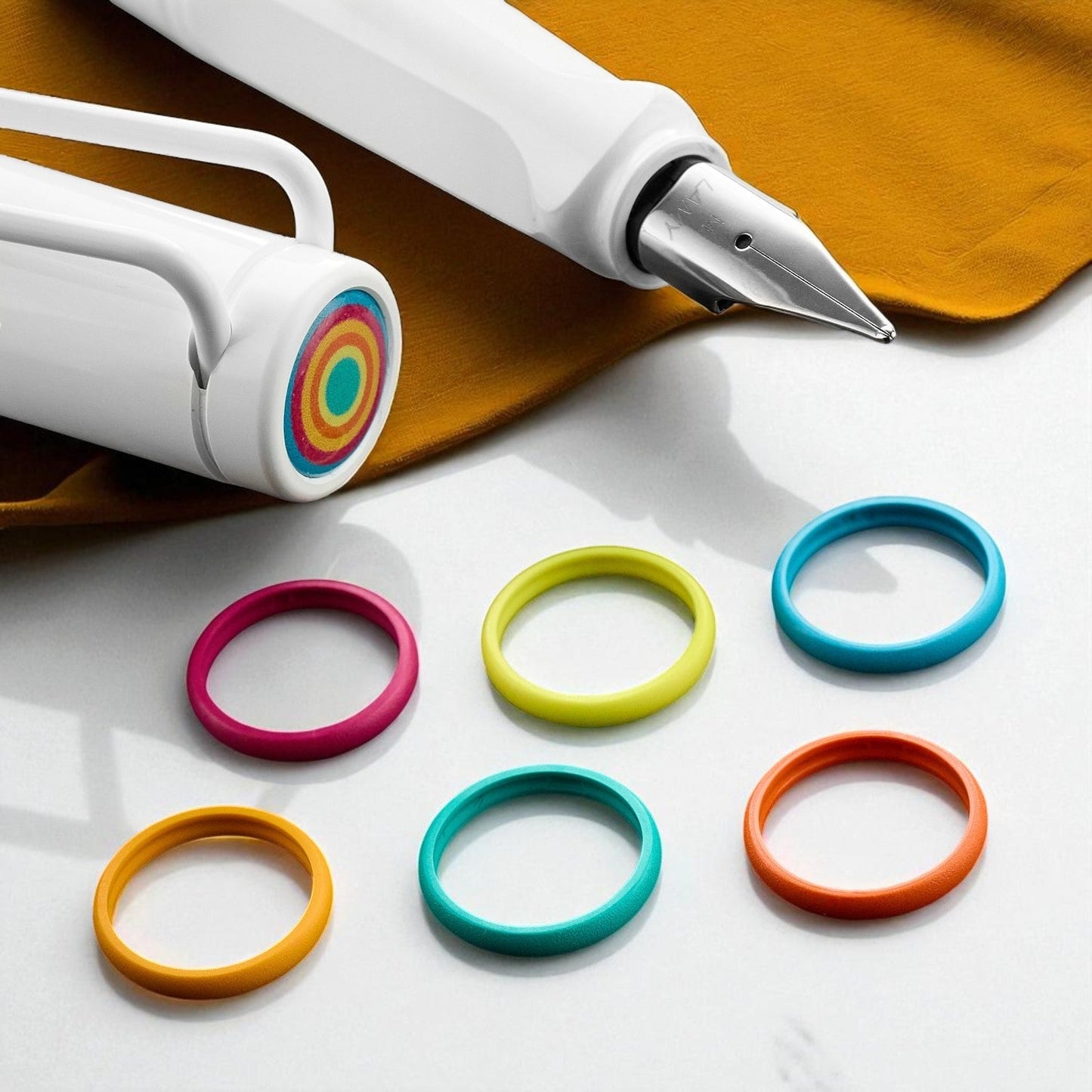 Lamy 0B1 Safari All White Multi Ring Set PVD Fountain Pen (Special Edition)