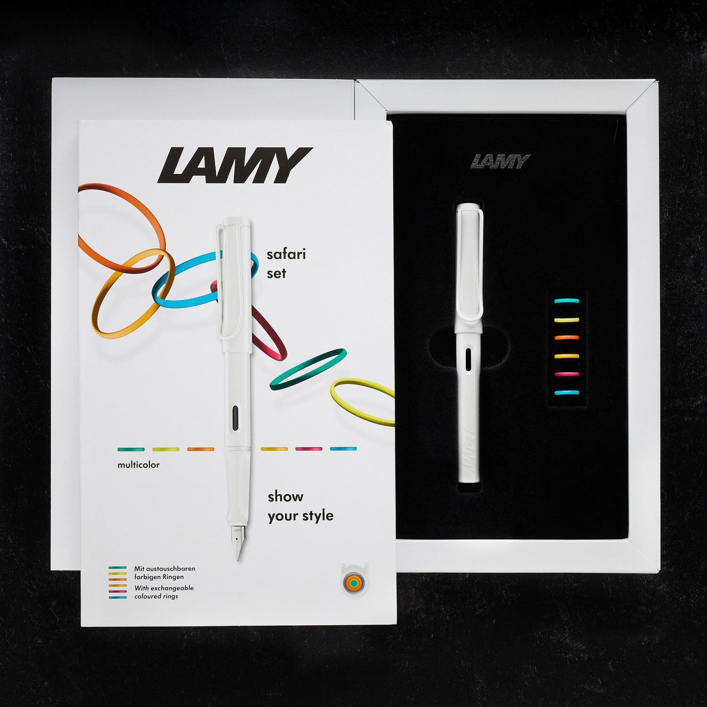 Lamy 0B1 Safari All White Multi Ring Set PVD Fountain Pen (Special Edition)