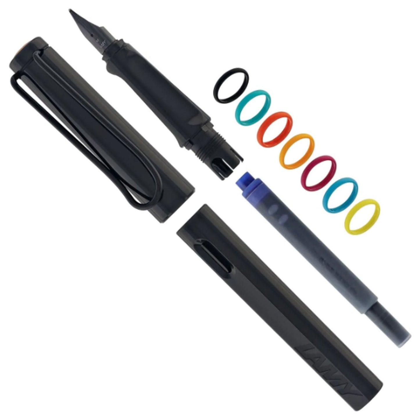 Lamy 0B2 Safari All Black Multi Ring Set PVD Fountain Pen (Special Edition)