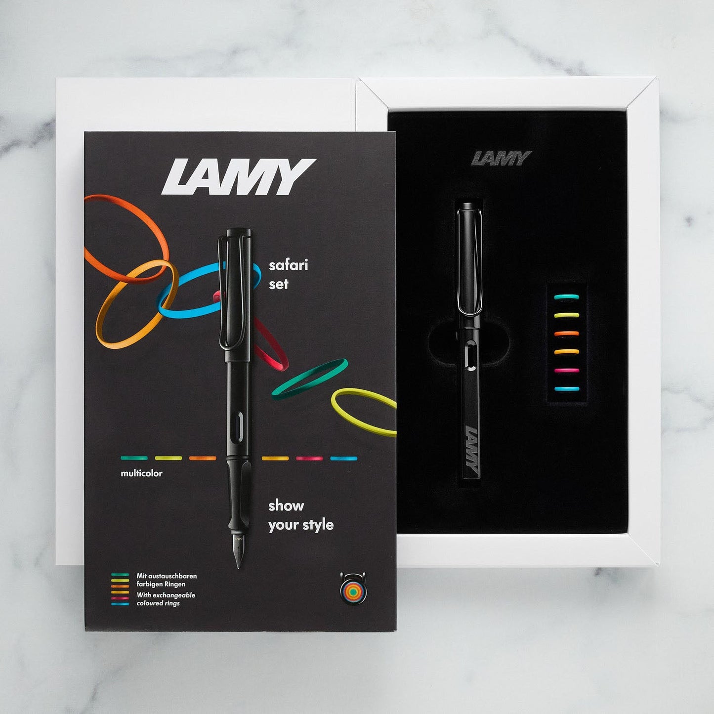 Lamy 0B2 Safari All Black Multi Ring Set PVD Fountain Pen (Special Edition)