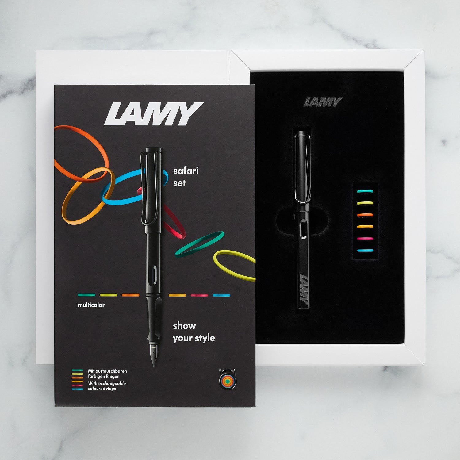Lamy 0B2 Safari All Black Multi Ring Set PVD Fountain Pen (Special Edition)