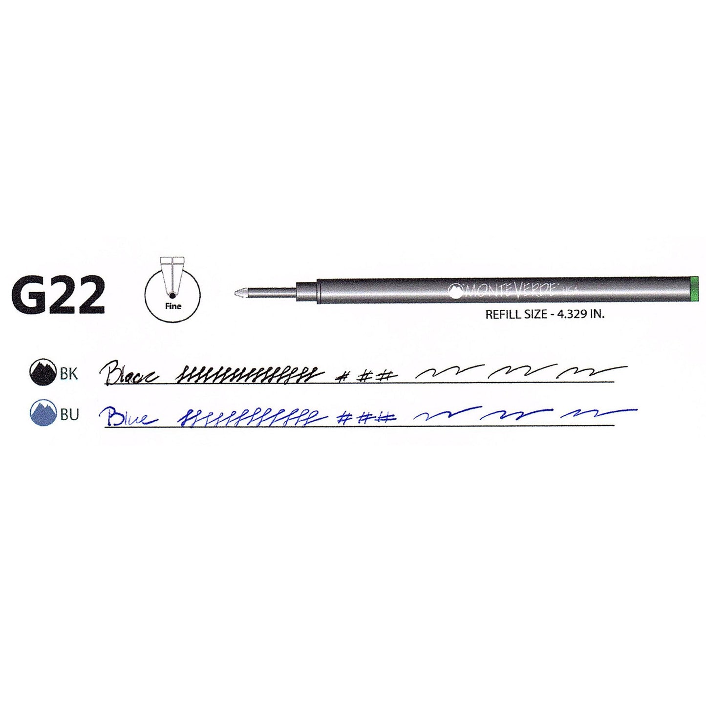 Monteverde Ceramic Roller Ball Pen Refill (Black - Pack of 2)