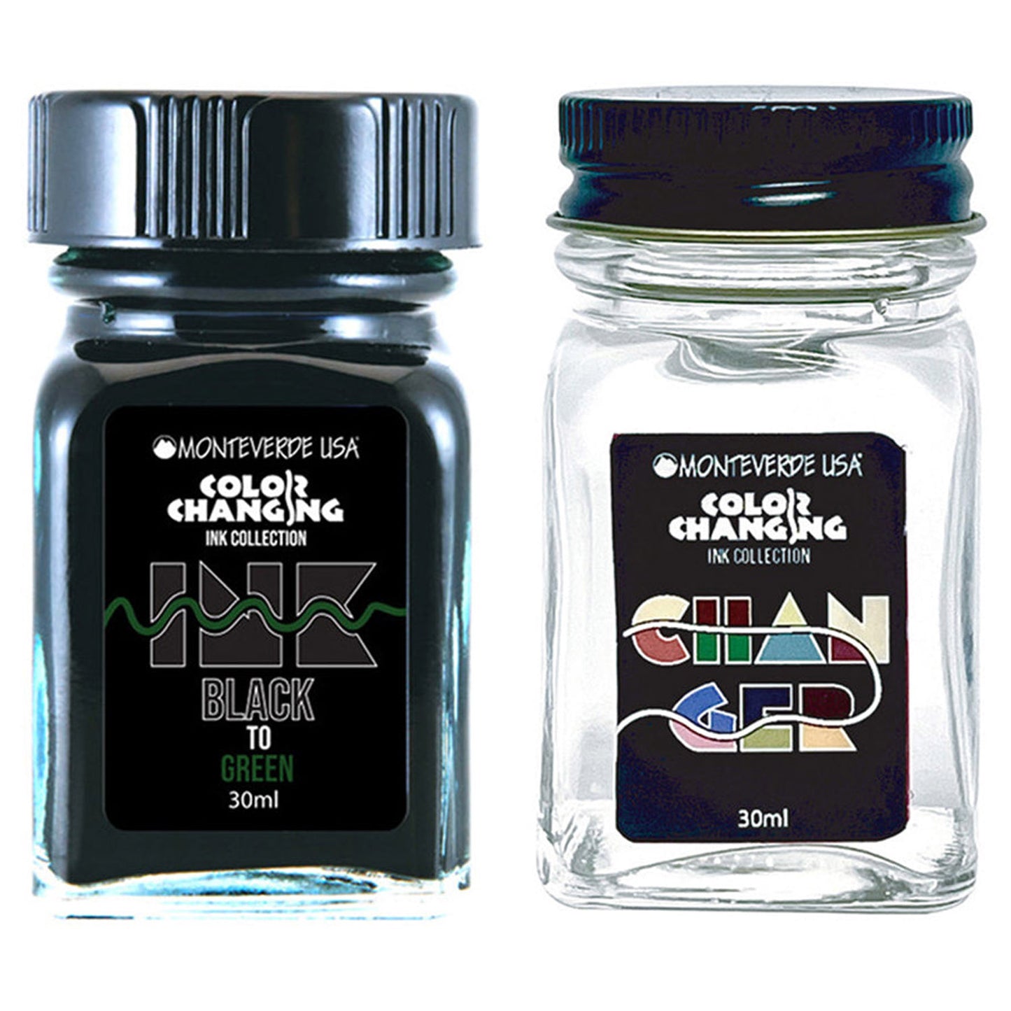 Monteverde Color Changing Ink Bottle + Changer Set (Black to Green - 30 ML) G310BG