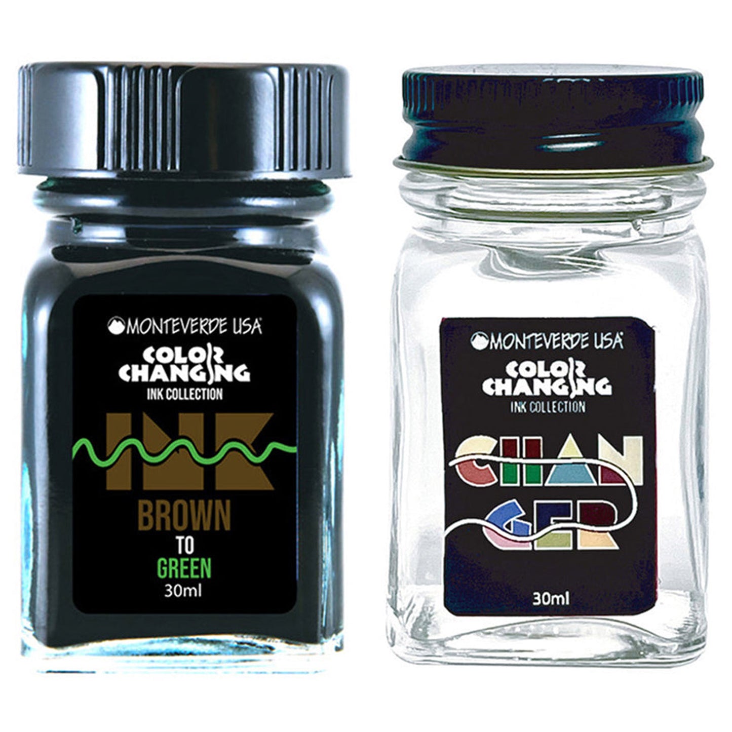 Monteverde Color Changing Ink Bottle + Changer Set (Brown to Green - 30 ML) G310BRG