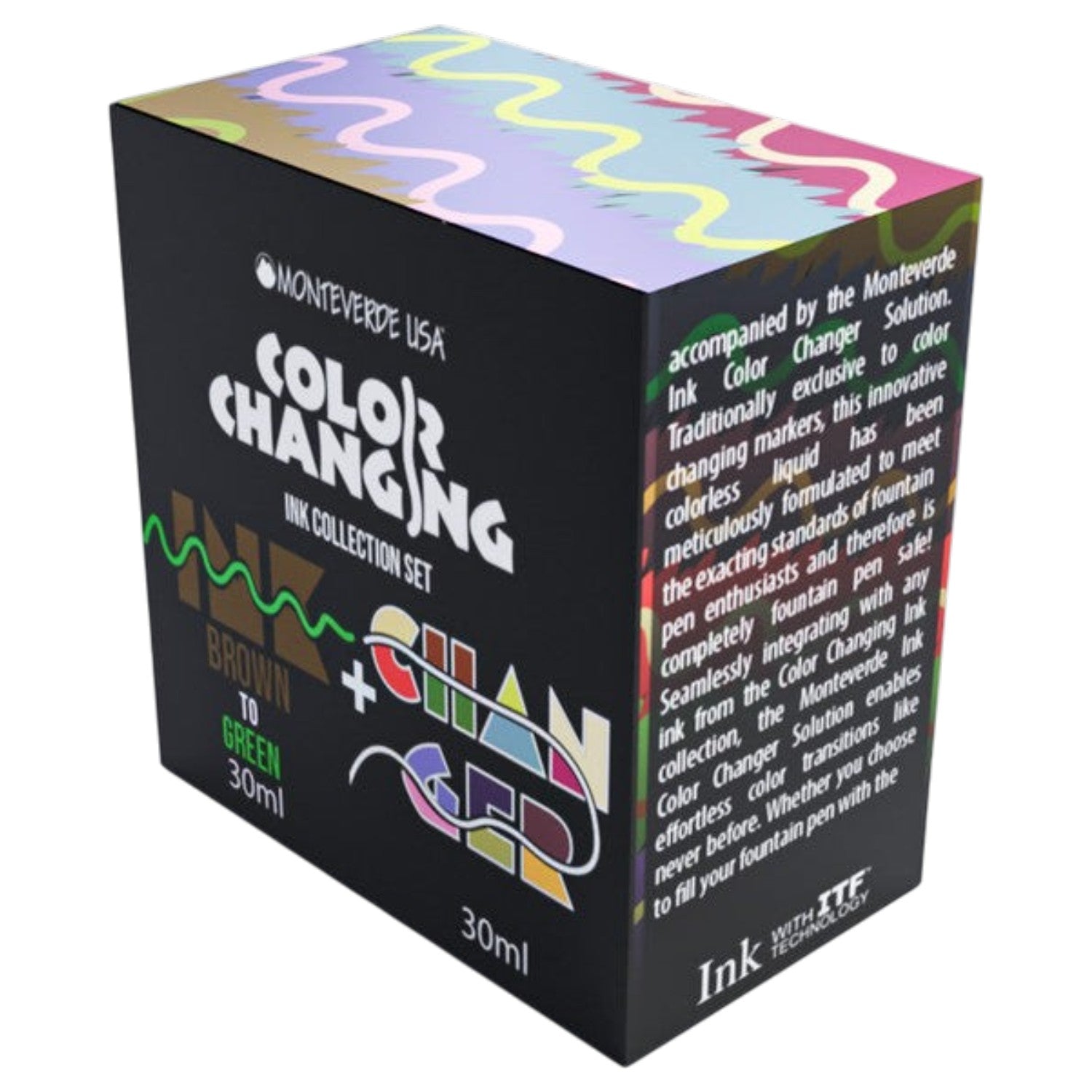 Monteverde Color Changing Ink Bottle + Changer Set (Brown to Green - 30 ML) G310BRG