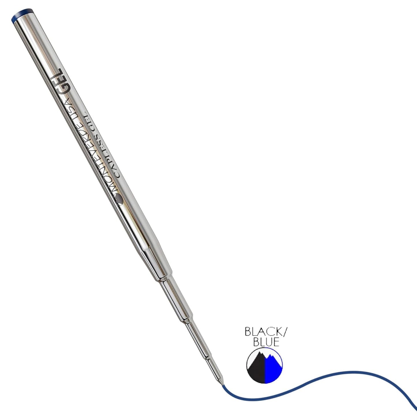 Monteverde Capless Ballpoint Pen Gel Refill (to fit Montblanc - Blue/Black - Pack of 2)