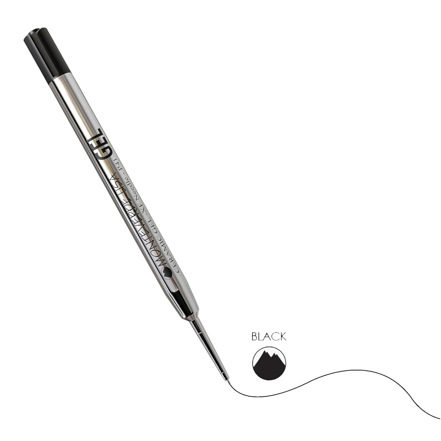 Monteverde Capless Ballpoint Pen Gel Refill (to fit Parker - Black - Pack of 2)
