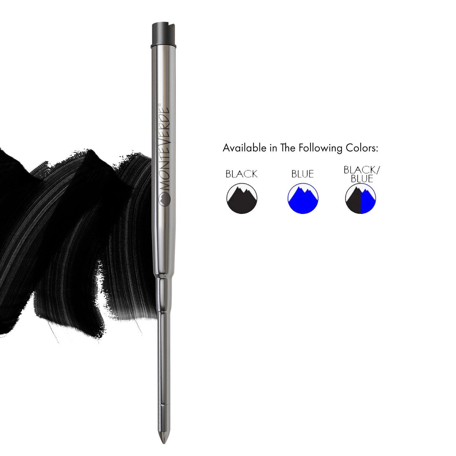 Monteverde Capless Ballpoint Pen Gel Refill (to fit Sheaffer & Sailor - Black - Pack of 2)