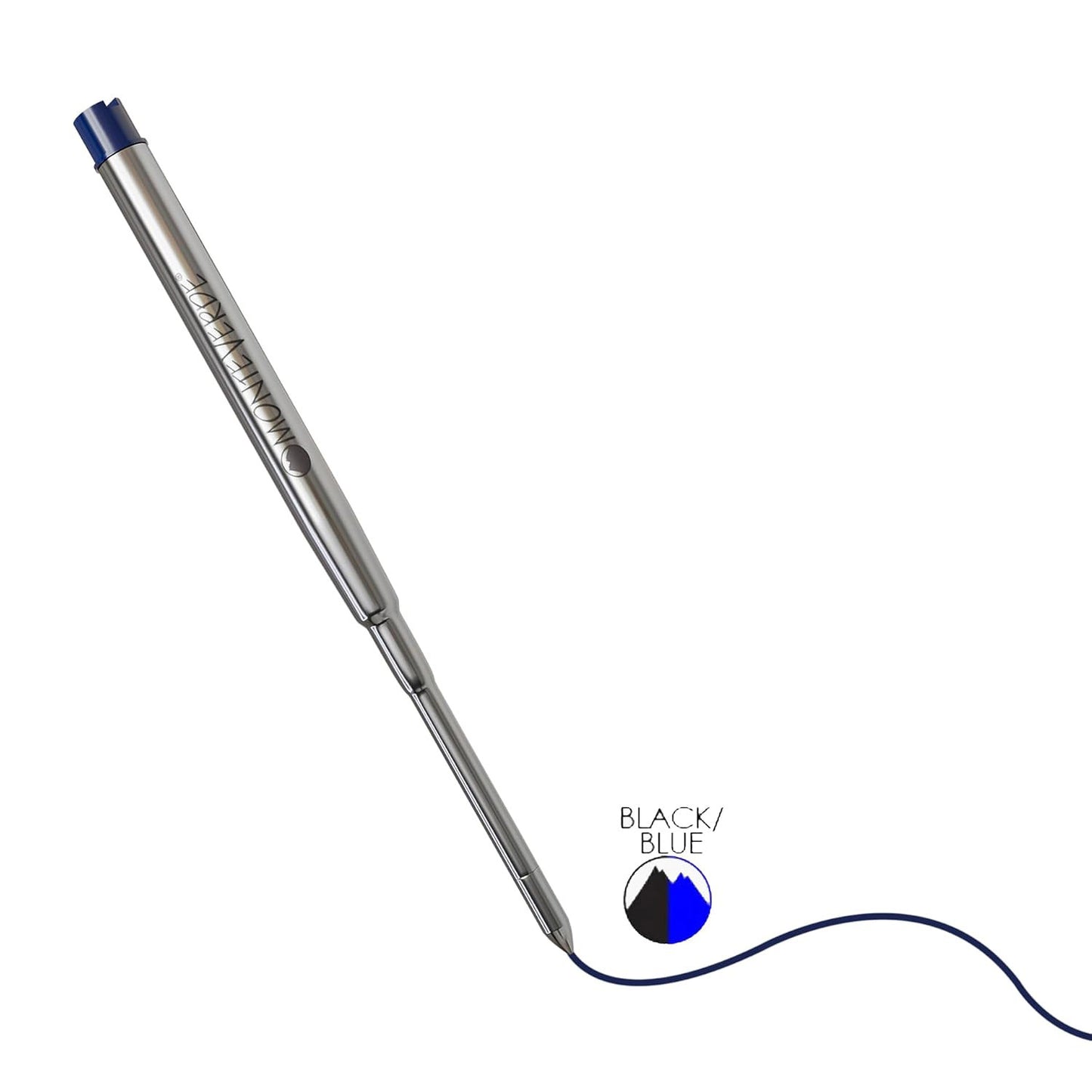 Monteverde Capless Ballpoint Pen Gel Refill (to fit Sheaffer & Sailor - Blue/Black - Pack of 2)