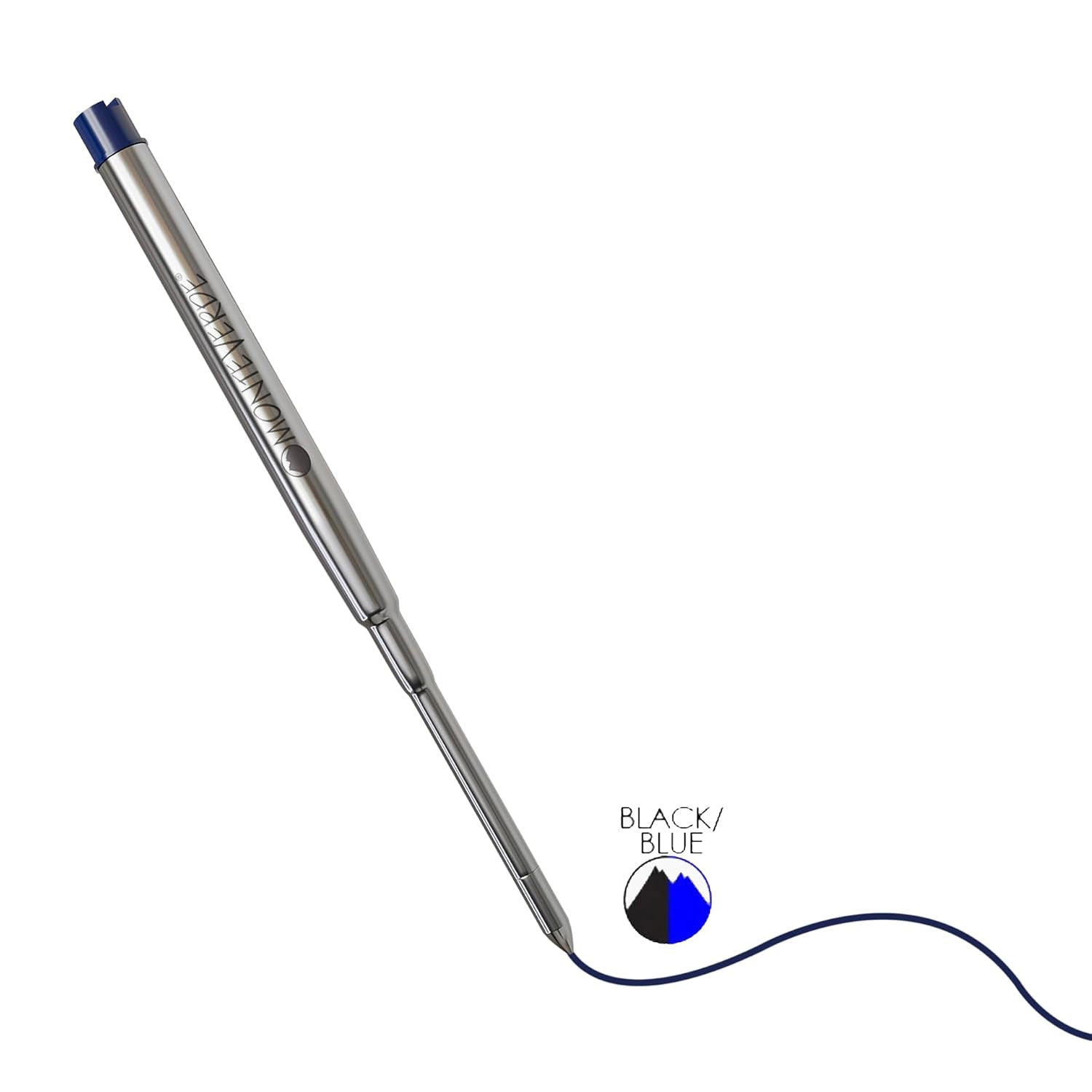 Monteverde Capless Ballpoint Pen Gel Refill (to fit Sheaffer & Sailor - Blue/Black - Pack of 2)