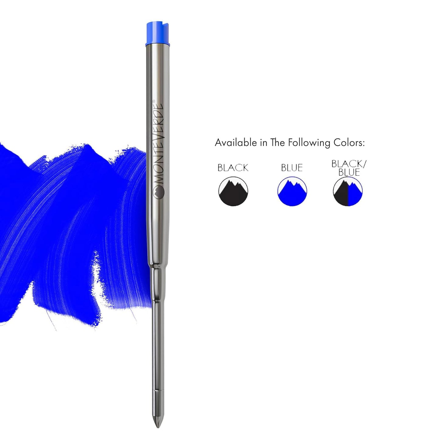 Monteverde Capless Ballpoint Pen Gel Refill (to fit Sheaffer & Sailor - Blue - Pack of 2)