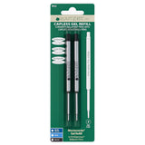 Monteverde Capless Ballpoint Pen Gel Refill (to fit Waterman - Black - Pack of 2)