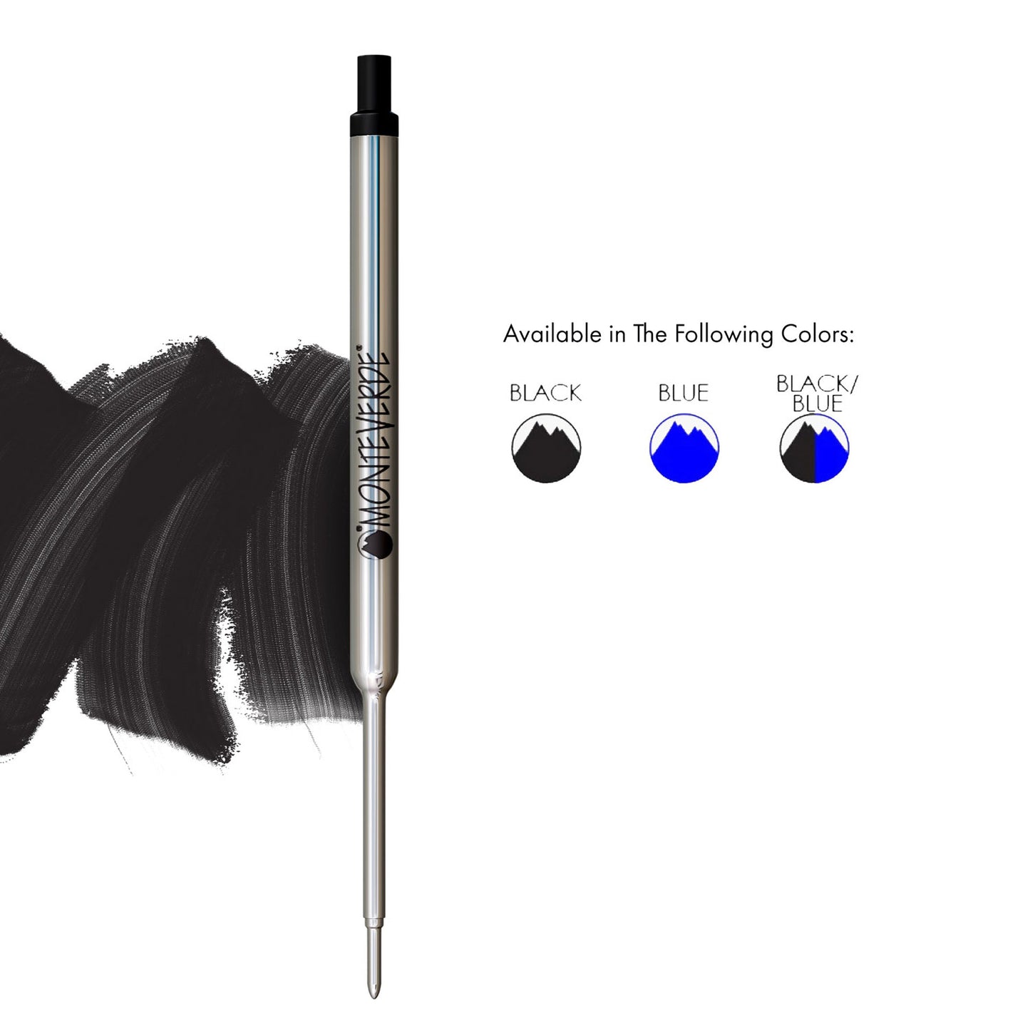 Monteverde Capless Ballpoint Pen Gel Refill (to fit Waterman - Black - Pack of 2)