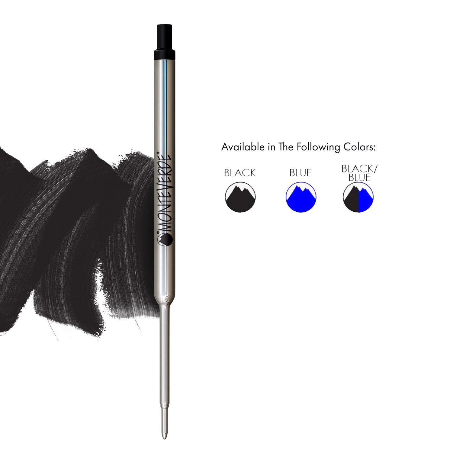 Monteverde Capless Ballpoint Pen Gel Refill (to fit Waterman - Black - Pack of 2)