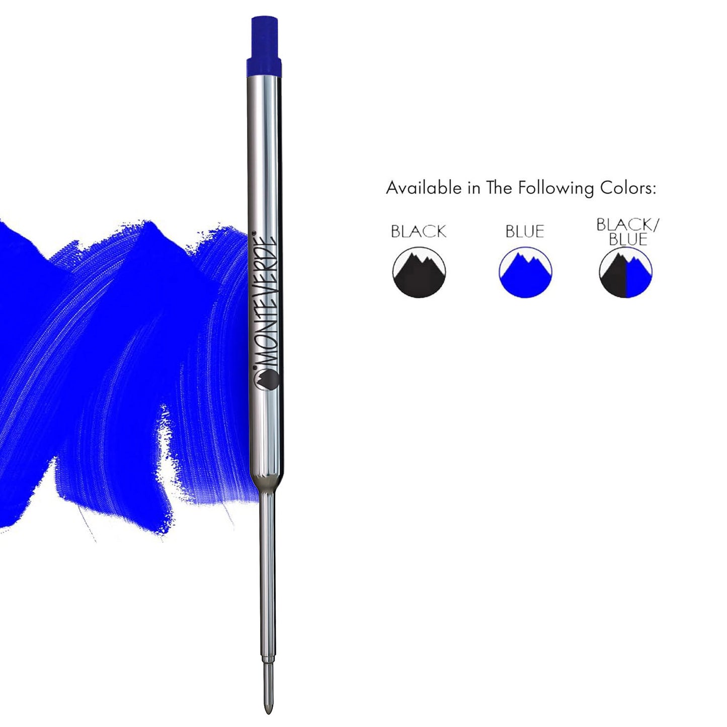 Monteverde Capless Ballpoint Pen Gel Refill (to fit Waterman - Blue - Pack of 2)