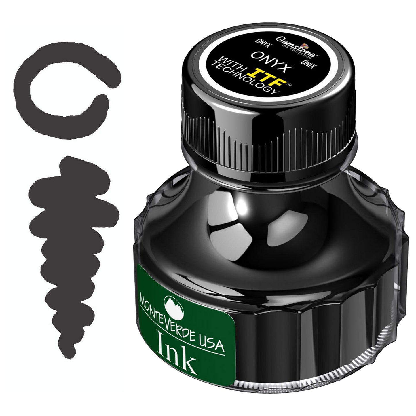 Monteverde Gemstone Ink Bottle (Onyx - 90 ML) G308OX