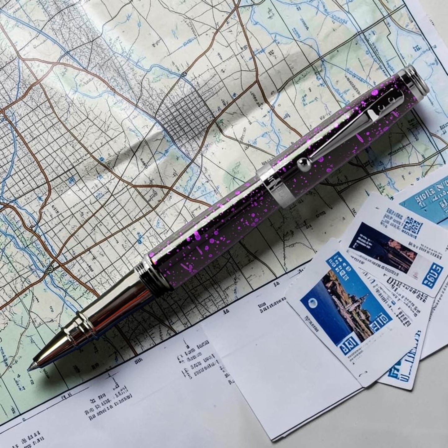 Monteverde Invincia Vega Starlight Purple RT Roller Ball Pen MV42598